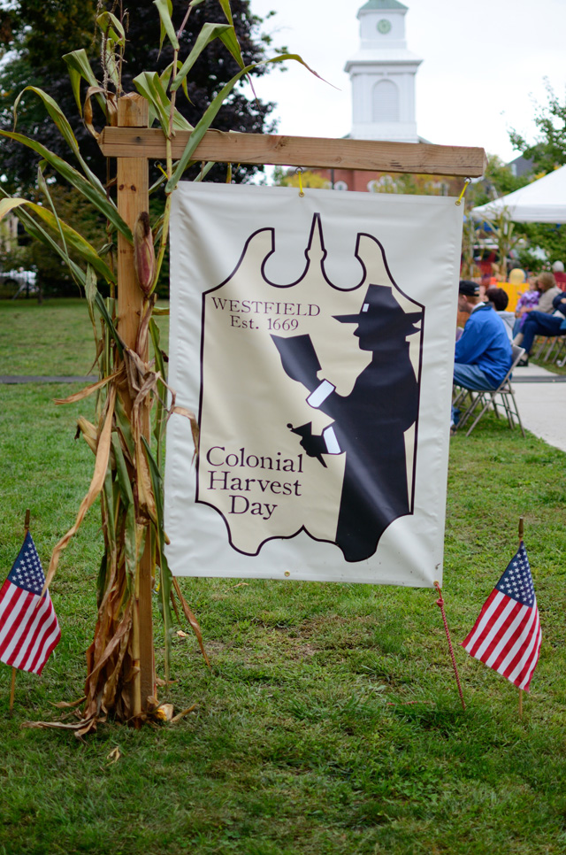 Colonial Harvest Day sign.