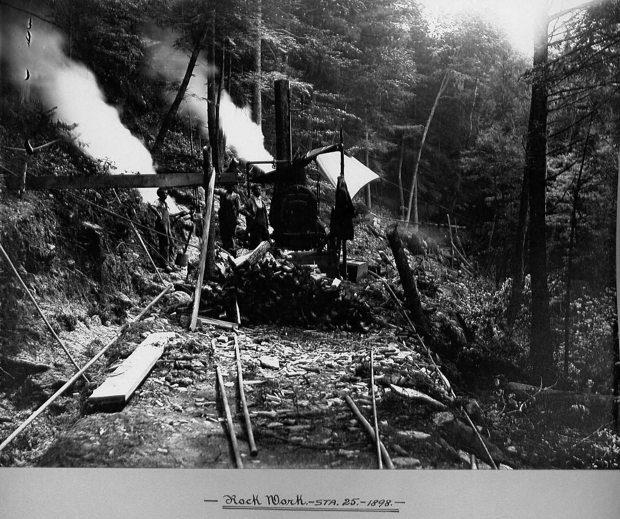 Men standing near boiler